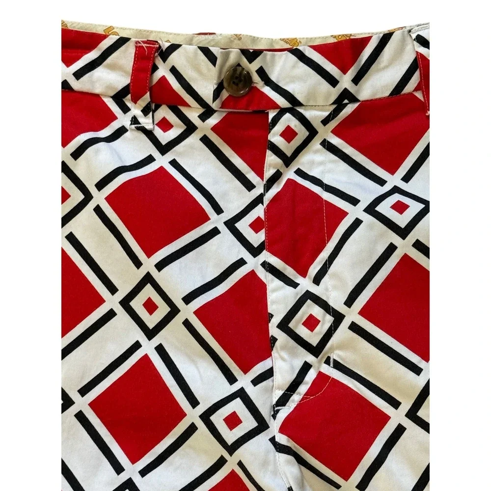 Loud Mouth Mens Danger Golf‎ Shorts SZ 40 Red Black White Geometric Pattern